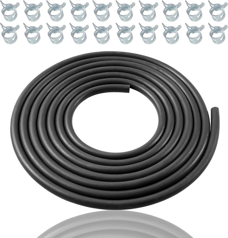 KIKITE 10 Feet 3/16 Inch ID Fuel Line Hose Compatible with Honda Champion Predator Briggs & Stratton Kohler Kawasaki Small Engine Generator Kart Minibike Rubber Fuel Hose with 20 Clamps - Image 1